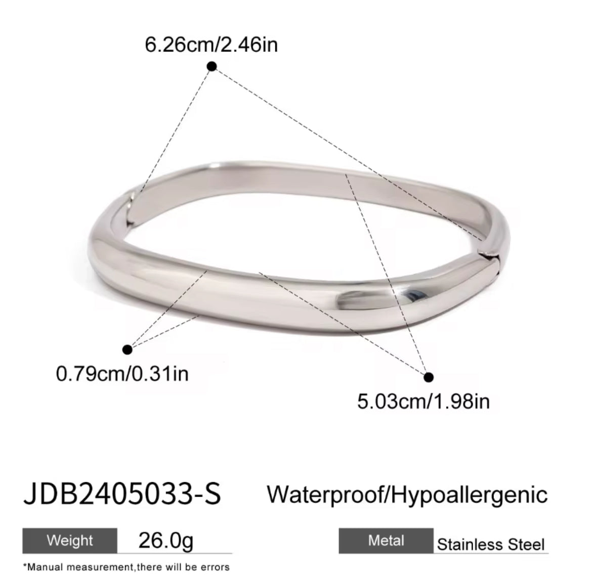 Stainless steel, 18K Gold Plated Buckle Bracelet