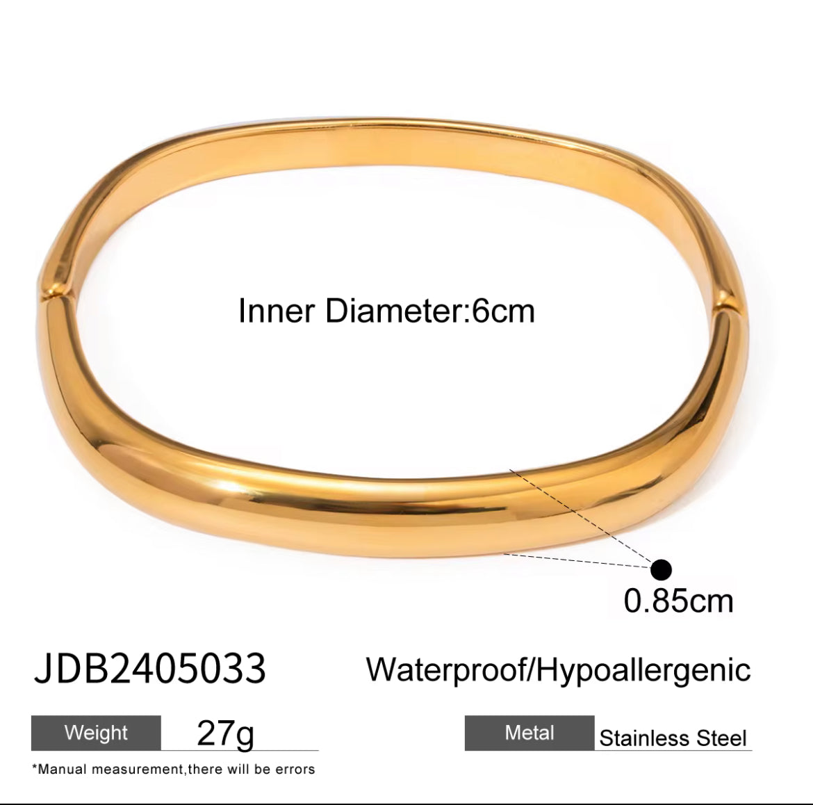Stainless steel, 18K Gold Plated Buckle Bracelet